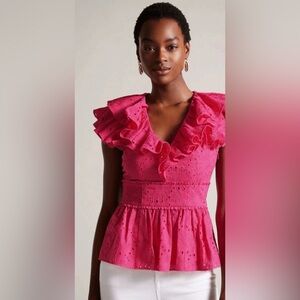 Ted Baker Elegant Pink Ruffle Top ✨